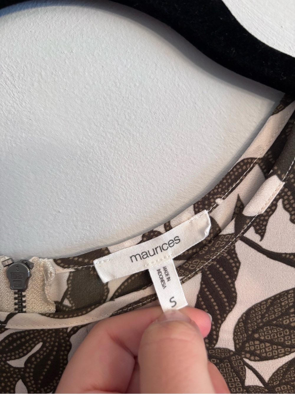 Maurices Cream Blouse with Olive Leaf Print - Picture 8 of 8
